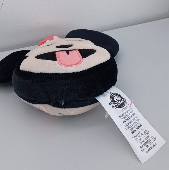 -Disney Store Minnie Mouse Plush Emoji Two-Sided Kiss &  Laugh Face 5" Plush - Picture 3 of 9